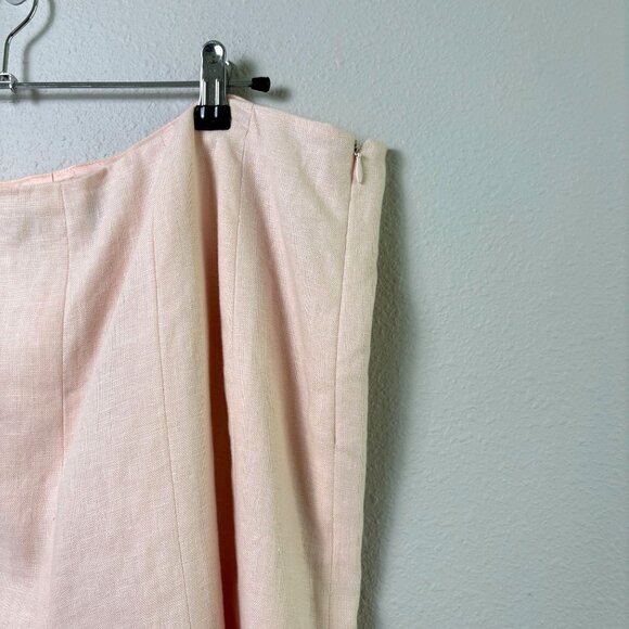 Lauren Ralph Lauren Midi A-Line Skirt Size 18W Pink Lined Side Zip 100% Linen - Picture 3 of 12